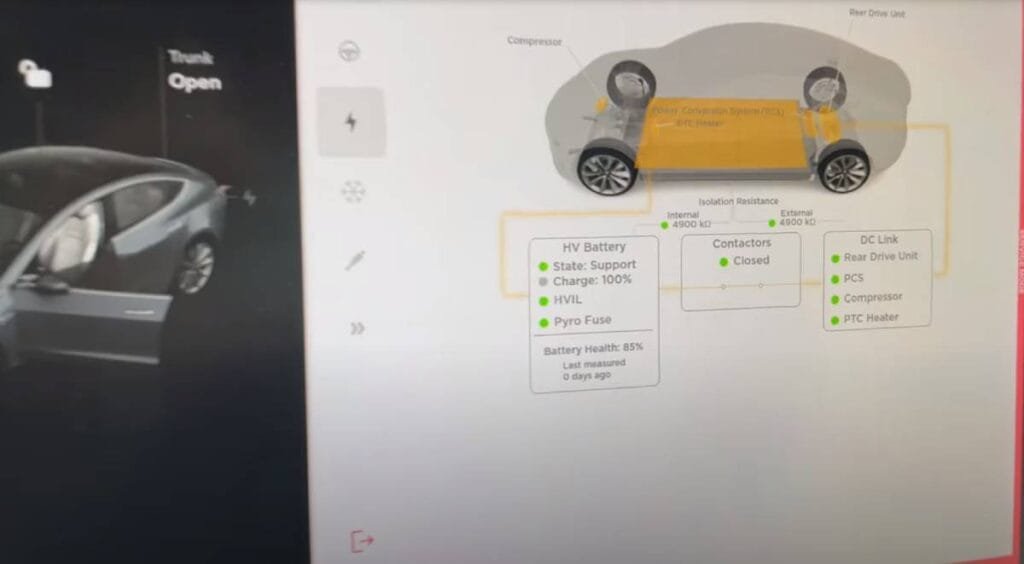 Service mode Tesla Check battery health step 13