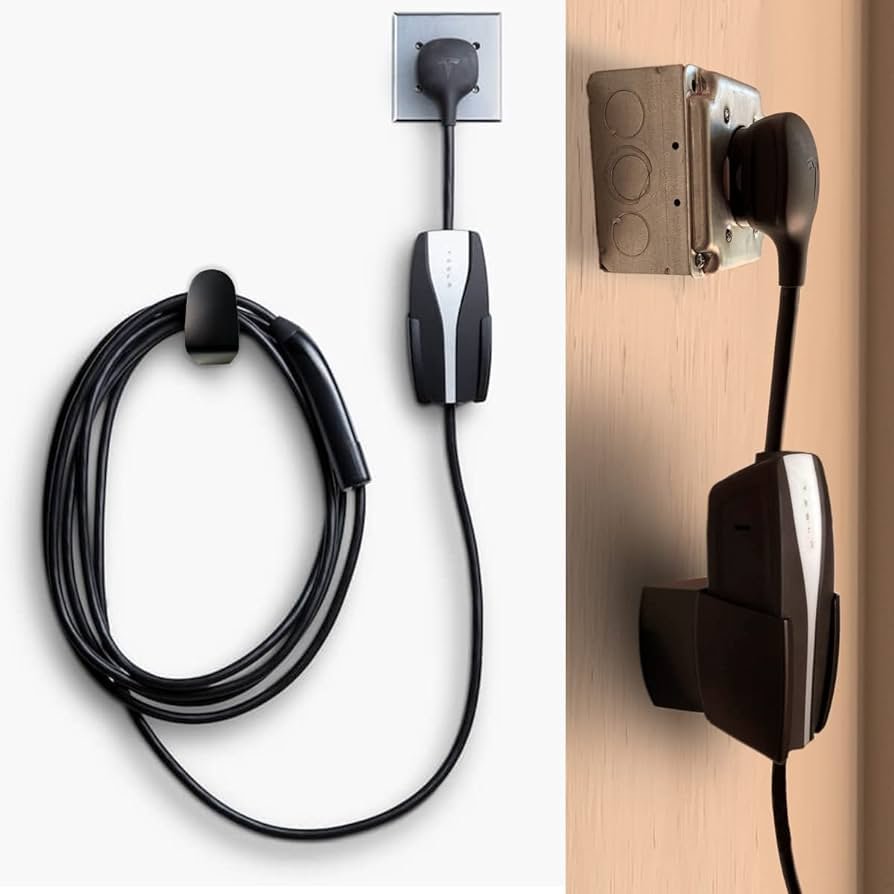 Tesla mobile connector hanging on wall - How to Change Tesla Mobile Connector Nema Adapters? Tesla mobile connector hanging on wall